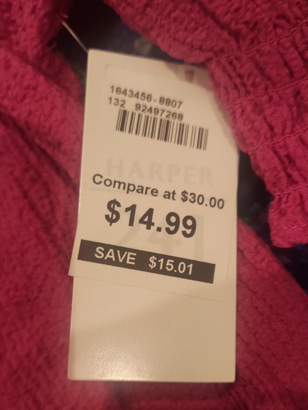 NEW Harper Magenta Textured V-Neck Top -Size M - Picture 3 of 5